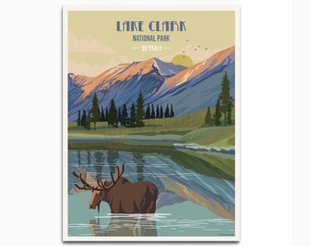 Lake Clark National Park Poster, National Parks, National Park Poster, National Park Art, Travel Gifts, National Park Print, Alaska