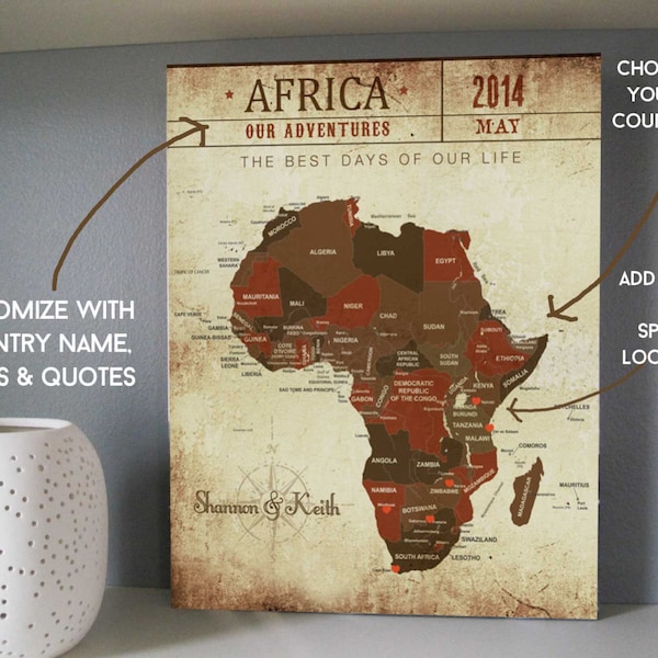 Canvas Map of Africa Etsy