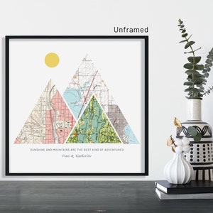 Anniversary Gifts, Paper Anniversary Gift For Her, Mountain Art, Custom City Map, Custom Map Gift, Custom Map Poster, Valentine Gift