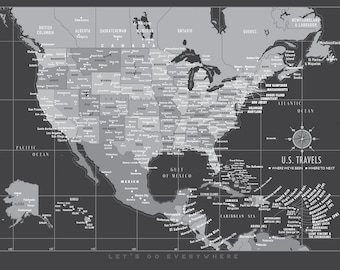 USA Canvas Push Pin Map: Personalized Family Travel Tracker