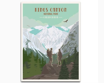 Kings Canyon National Park, California, National Park Poster, National Park Art, National Parks, Travel Poster, Travel Gifts, National Park