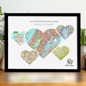 50th Wedding Anniversary Gifts, Gifts for Men, 50th-anniversary Gifts for Parents, , Personalized Travel Art