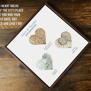 Personalized Anniversary Canvas: Custom Map Hearts Art for Couples, Romantic 2nd Year Gift for Wife