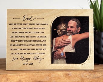 Personalized Father of the Bride Wood Photo Print: Wedding Keepsake Gift