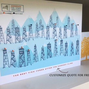 Adirondack Fire Tower Challenge Map: Hiking Gift with Push Pins