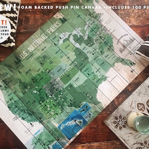 National Park Push Pin Map: US Canvas Wall Art, Gift for Nature Lover