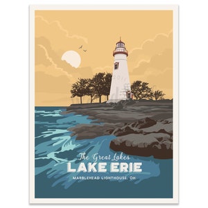 Lake House Decor, Lake Huron, Lighthouse Art, Lighthouse Decor, Lake Superior, Travel Posters, Great lakes of America, Great Lakes, Unframed image 2
