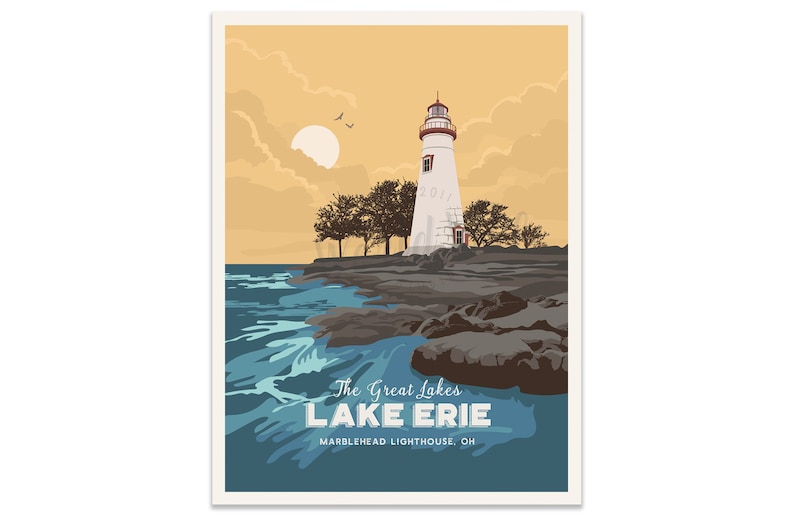 Lake House Decor, Lake Huron, Lighthouse Art, Lighthouse Decor, Lake Superior, Travel Posters, Great lakes of America, Great Lakes, Unframed image 2