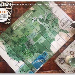 US National Parks Map: Push Pin Canvas, Hiker Gift