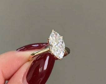 2ct Marquise Moissanite Ring | 14k Gold Solitaire Engagement Ring