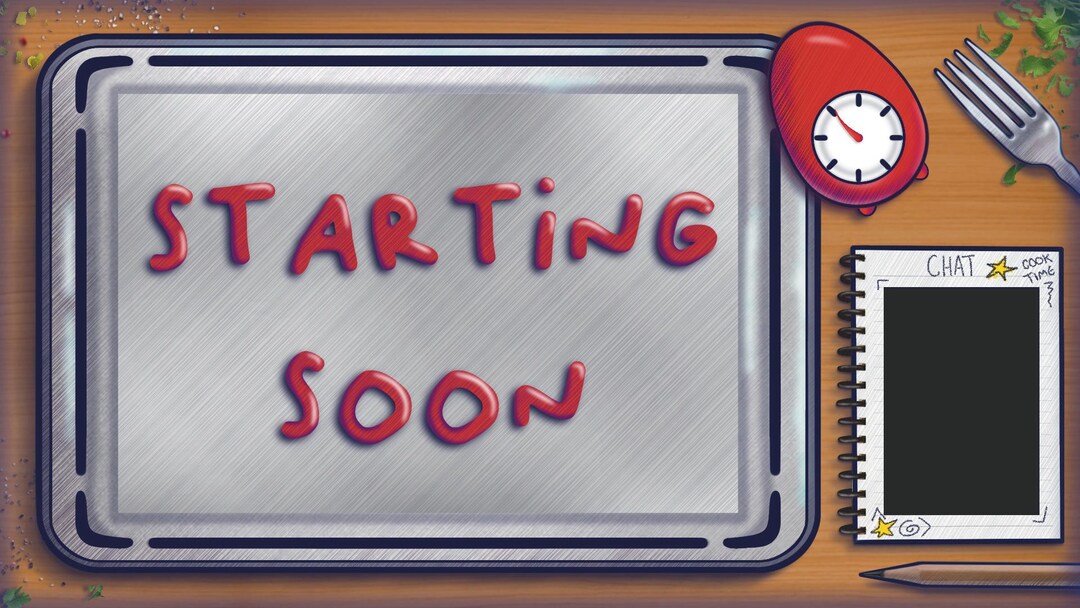 Cooking Themed Twitch Overlay Set • Starting Soon, Brb, Ending, Chat ...