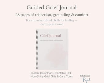 Guided Grief Journal Printable PDF | Gentle Memory & Healing Workbook | 68-Page Digital Download