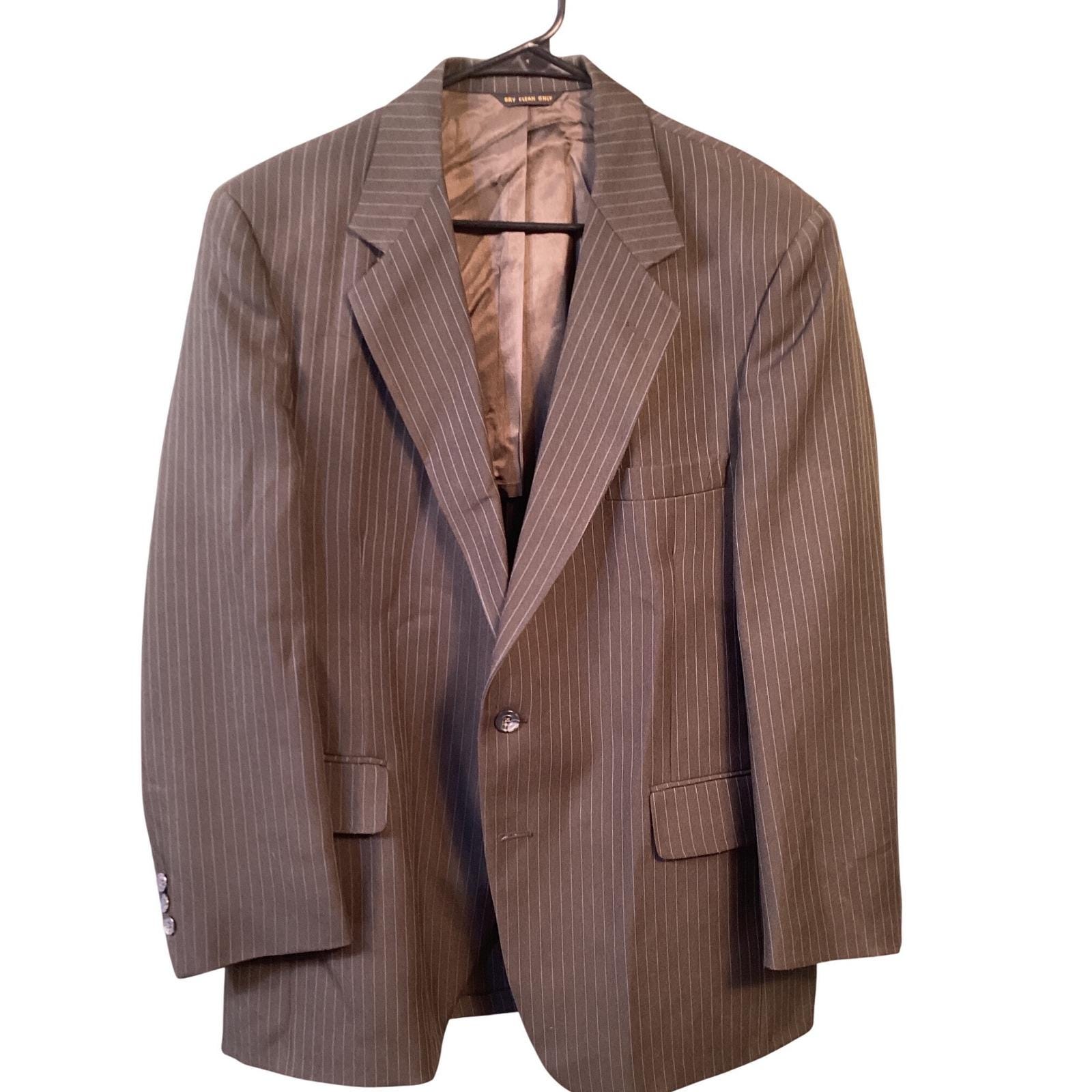 John Alexander Mens Pinstripe Suit Jacket Blazer Formal Business Gray 44R