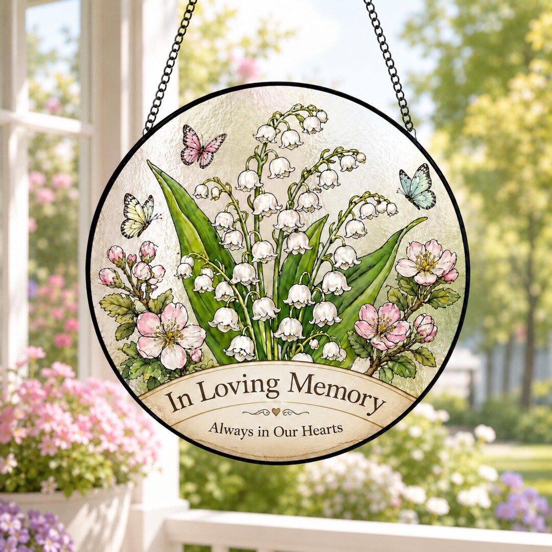 May Birth Flower Glass Suncatcher Lily of the Valley UV Printed Window ...
