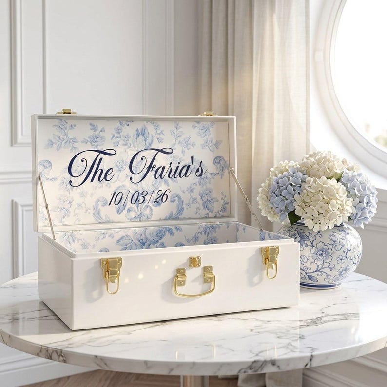 Bride Keepsake Trunk – Personalized Wedding Memory Box, Elegant Bridal Chest