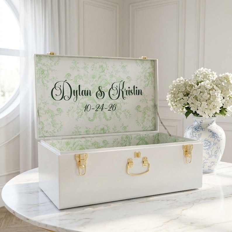 Bride Keepsake Trunk – Personalized Wedding Memory Box, Elegant Bridal Chest