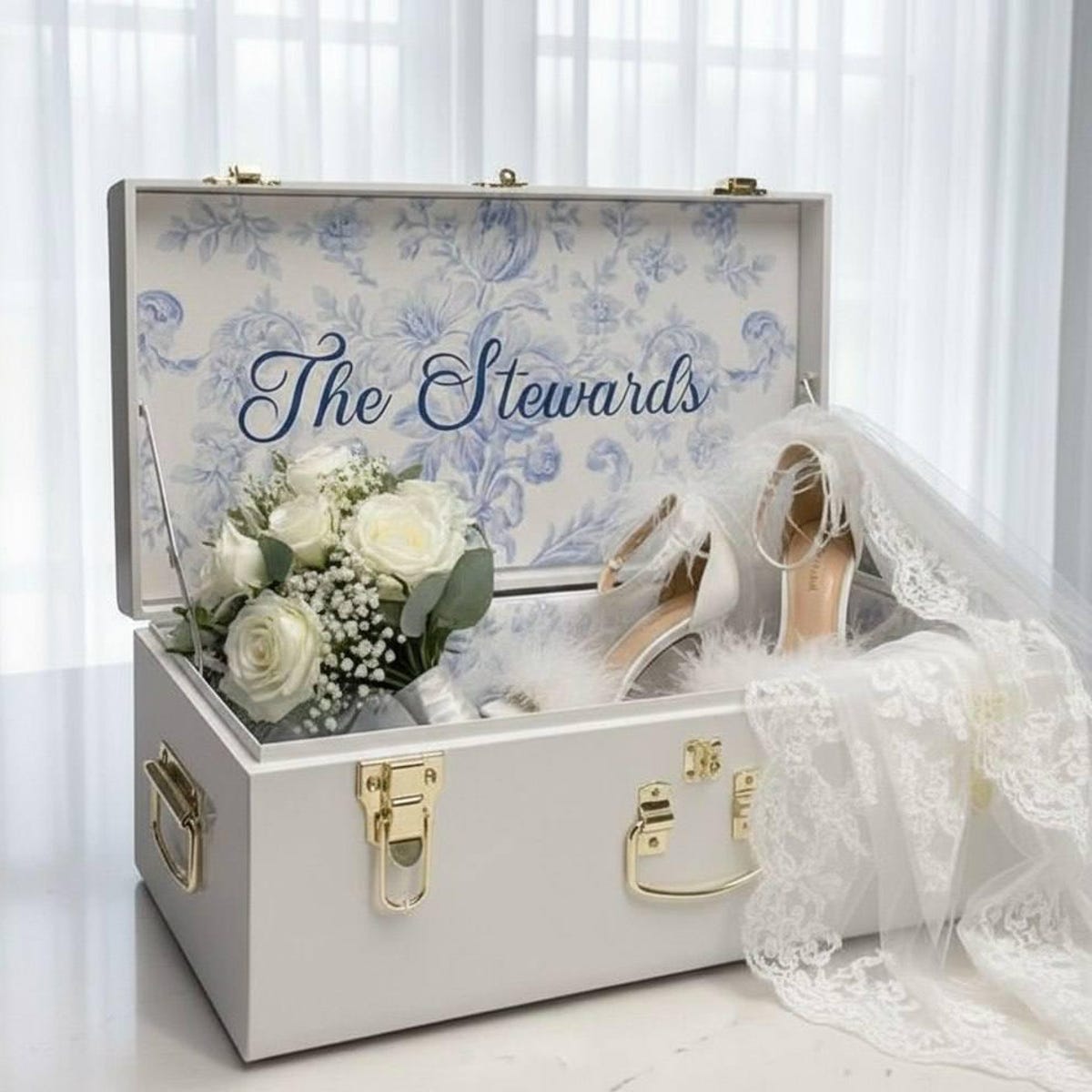 Personalized Wedding Keepsake Trunk | Bridal Memory Box