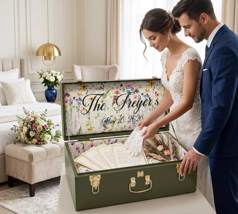 Personalized Wedding Storage Trunk for Bridal Accessories
