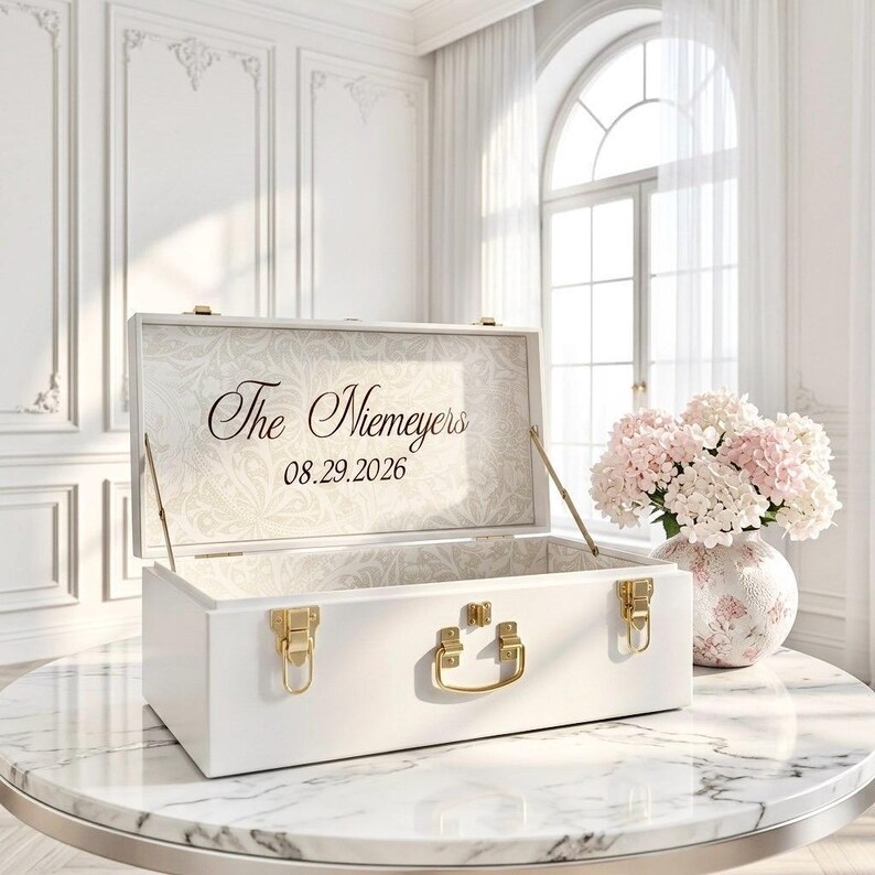 Wedding Keepsake Box, Personalized Bridal Trunk, Custom Memory Chest