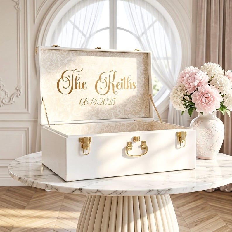 Bride Keepsake Trunk – Personalized Wedding Memory Box, Elegant Bridal Chest