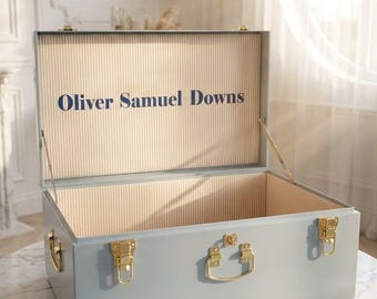 Personalized Baby Trunk Chest, Custom Toy Storage Box, Nursery Decor Boy, Newborn Boy Gift