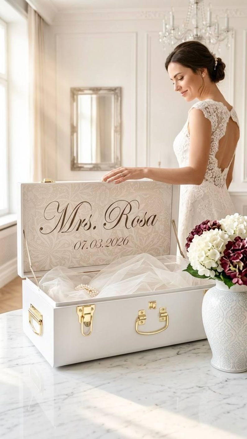 Personalized Wedding Storage Trunk for Bridal Accessories