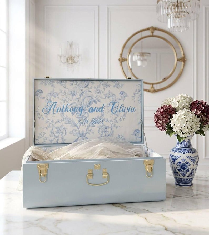 Personalized Wedding Storage Trunk for Bridal Accessories