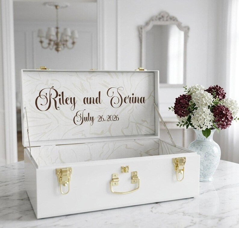 Wedding Keepsake Box, Personalized Bridal Trunk, Custom Memory Chest