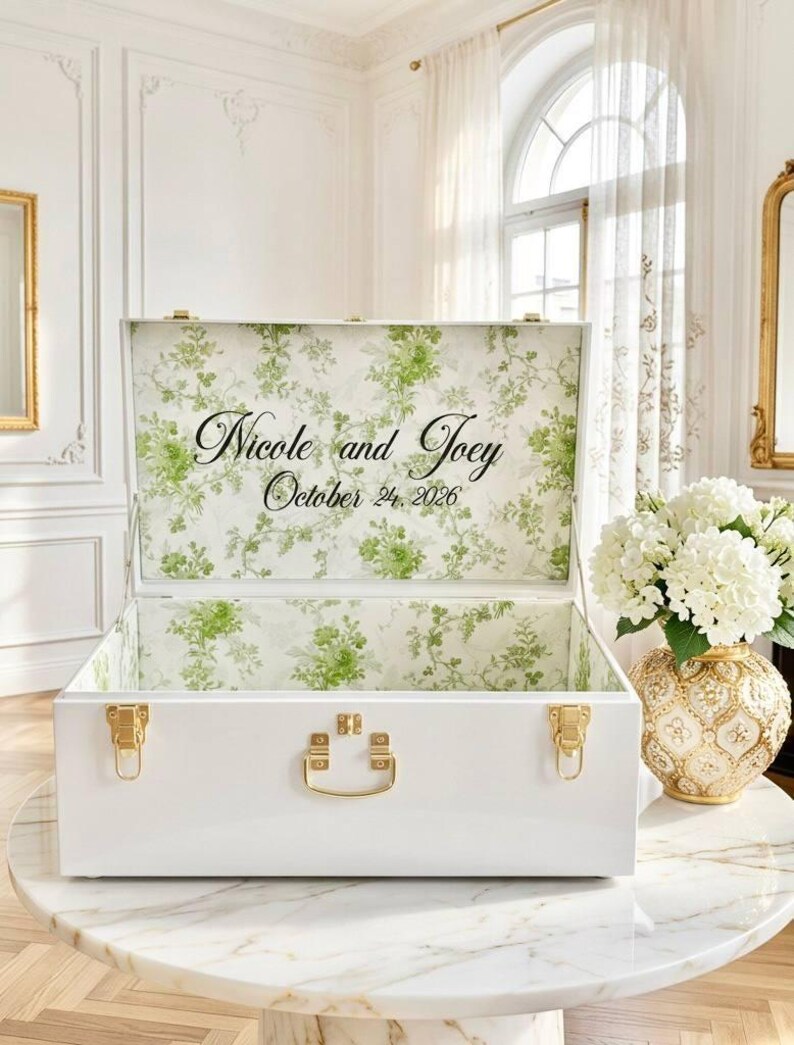 Wedding Keepsake Box, Personalized Bridal Trunk, Custom Memory Chest