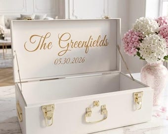 Personalized Wedding Keepsake Trunk, Bridal Memory Box