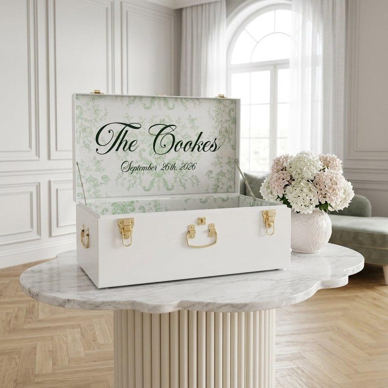 Bride Keepsake Trunk – Personalized Wedding Memory Box, Elegant Bridal Chest