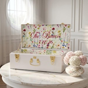 Wedding Keepsake Box, Personalized Bridal Trunk, Custom Memory Chest