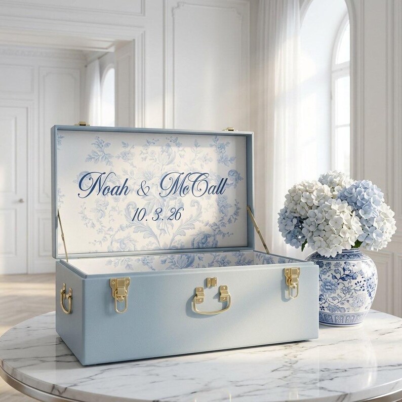 Wedding Keepsake Box, Personalized Bridal Trunk, Custom Memory Chest