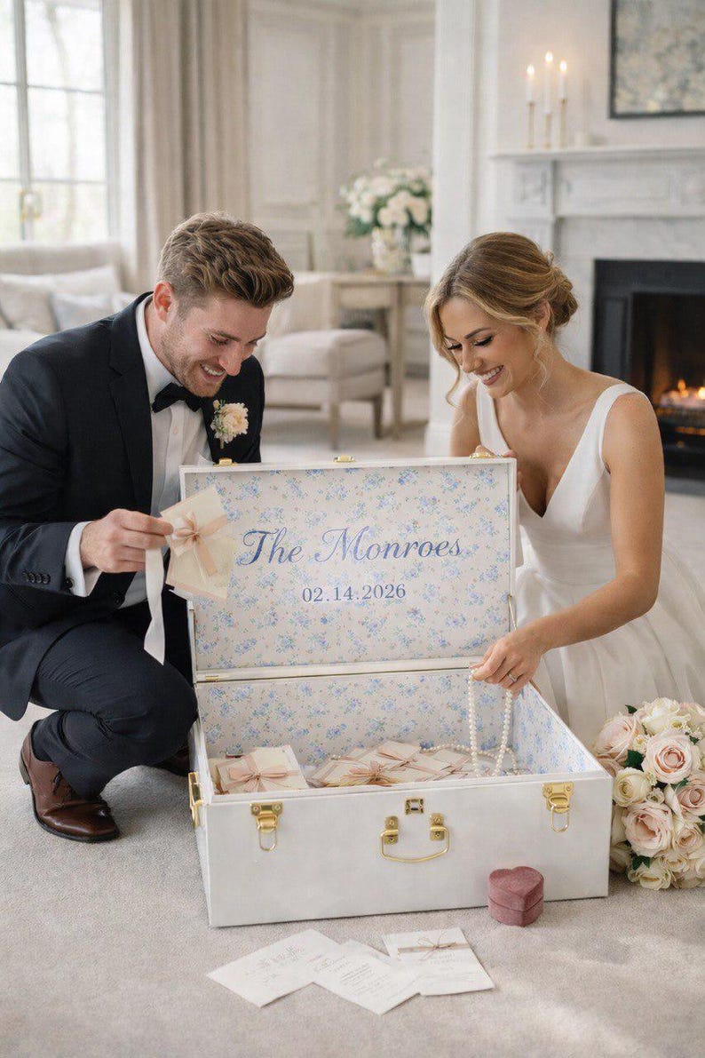 Bride Keepsake Trunk – Personalized Wedding Memory Box, Elegant Bridal Chest