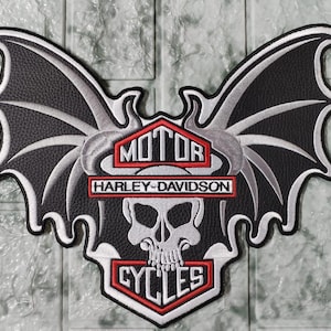 Vintage Bat, Skull and Rockers Biker Patch for Sewing onto Motorcycle Jacket 1 piece
