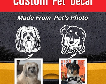 Custom Pet Portrait Vinyl Decal from Photo, Personalized Dog Cat Sticker