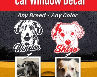 Custom Pet Car Window Decal, Personalized Dog Cat Vinyl Sticker