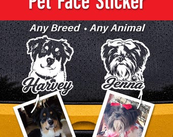 Custom Pet Face Vinyl Decal, Waterproof, Any Breed Sticker