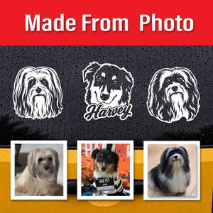 Vinilo adhesivo personalizado con retrato de mascota, pegatina personalizada para perro, gráfico resistente a la intemperie para ventanas de coche. imagen 8