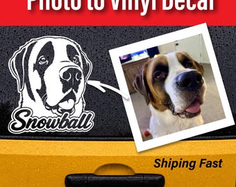 Custom Pet Vinyl Decal | Photo to Black White Portrait Sticker