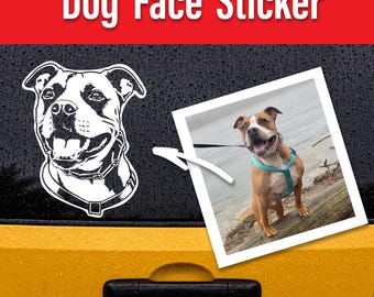 Custom Pet Vinyl Decal, Black and White Portrait Sticker