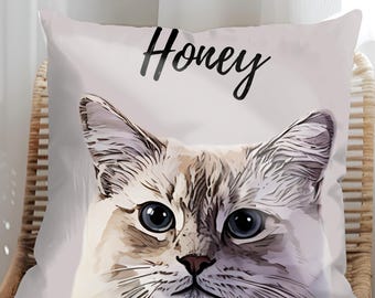 Custom Pet Portrait Pillow, Personalized Dog Memorial Gift