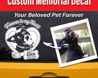 Calcomanía personalizada para mascotas, pegatina personalizada para coche de perro o gato, vinilo impermeable para recuerdo.