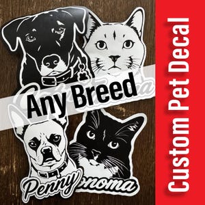 Vinilo adhesivo personalizado con retrato de mascota, pegatina personalizada para perro, gráfico resistente a la intemperie para ventanas de coche. imagen 3