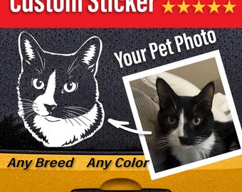 Personalized Pet Vinyl Sticker, Cat Photo Decal,  Cat Lover Gift