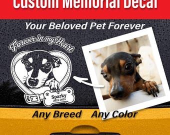 Custom Pet Memorial Decal | Photo Portrait Vinyl Sticker | Any Breed, Color