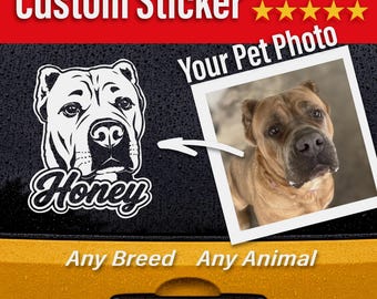 Custom Pet Vinyl Decal | Black & White Pet Portrait Sticker