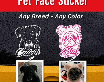 Custom Pet Vinyl Decal, Personalized Dog Cat Portrait Sticker