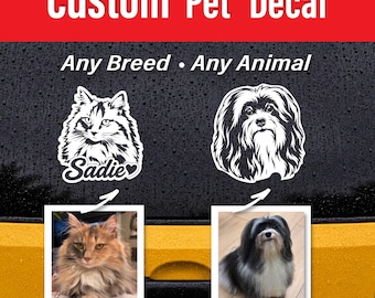 Custom Pet Vinyl Decal, Any Breed Portrait Sticker, Personalized Dog Cat Art