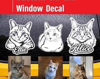 Custom Cat Photo Decal, Personalized Pet Vinyl Sticker, Cat Lover Gift
